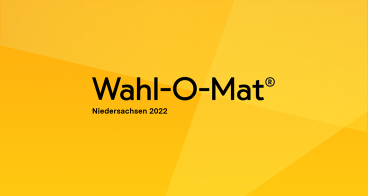 eine gelbe Fläche mit der Aufschrift Wahl-O-Mat Niedersachsen 2022