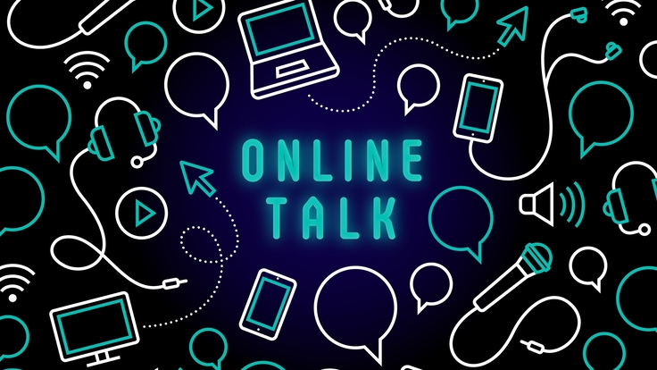 Grafik mit Text Online-Talk