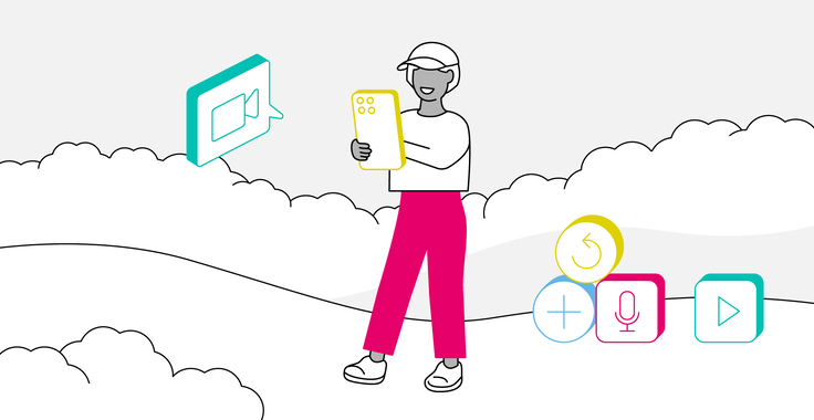 Grafik mit Mensch und Handy in der Hand