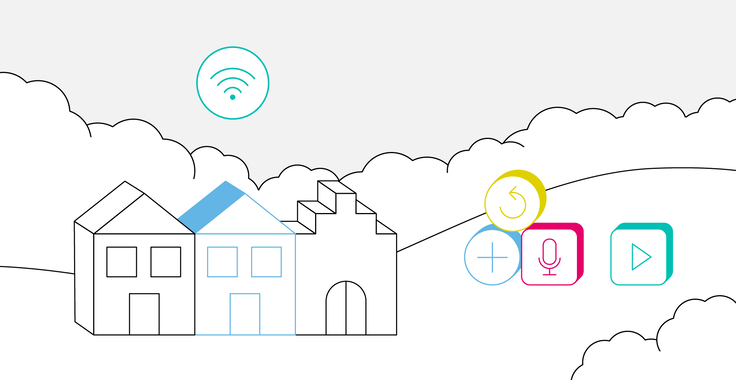 Grafik mit drei Häusern