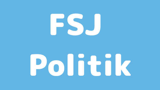 weißer Schriftzug auf hellblauem Hintergrund der sagt FSJ Politik