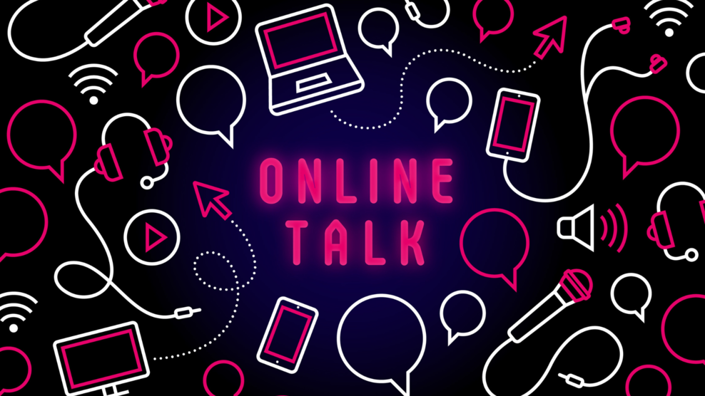 Schmuckgrafik mit Schriftzug Online Talk