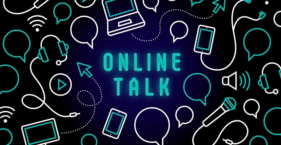 Grafik mit Text Online-Talk