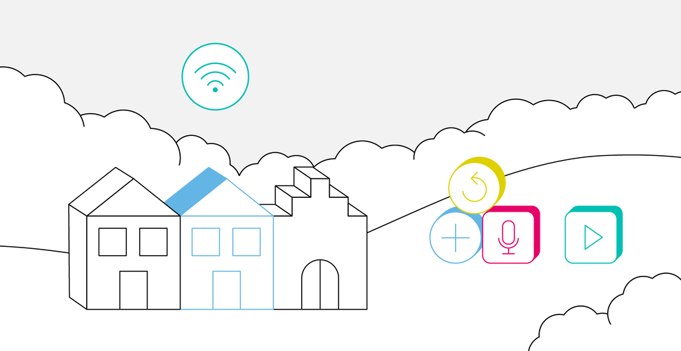 Grafik mit drei Häusern